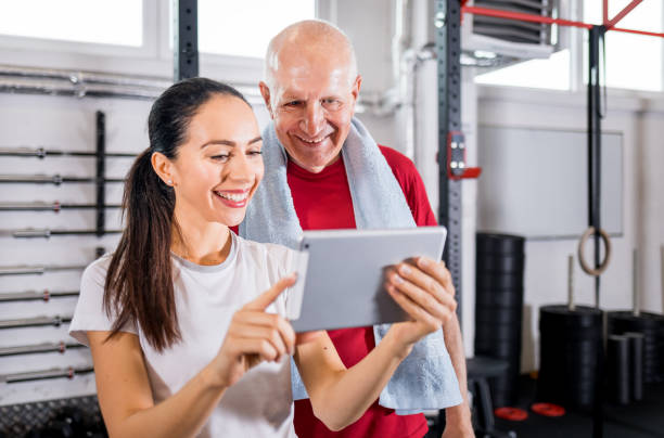 Personal trainer showing results of training 